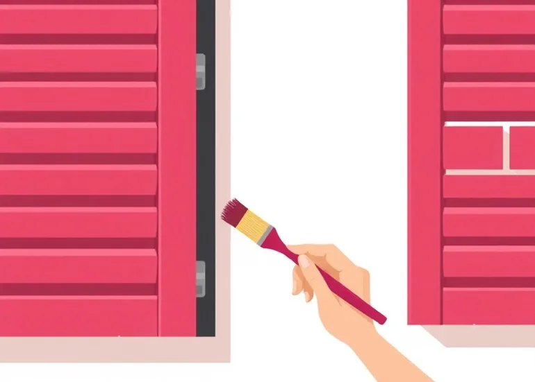 Mise en peinture au pinceau de volets et d'encadrements en bois