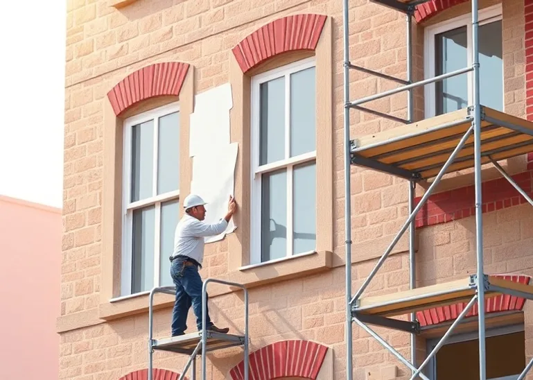 Ravalement de façade en pierre, nettoyage et application d'enduit